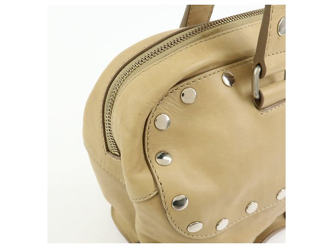 Céline Borsa a mano in pelle CELINE Bowling Bag Beige Studs - vista 16