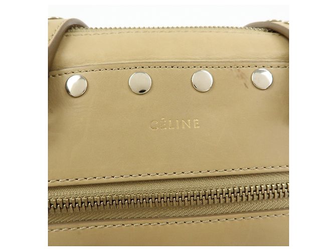 Céline Borsa a mano in pelle CELINE Bowling Bag Beige Studs - vista 19