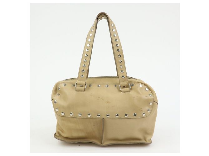 Céline Borsa a mano in pelle CELINE Bowling Bag Beige Studs - vista 2