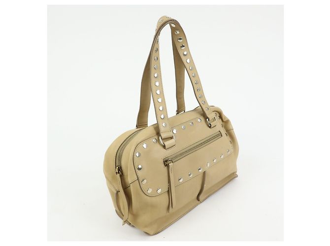 Céline Borsa a mano in pelle CELINE Bowling Bag Beige Studs - vista 4