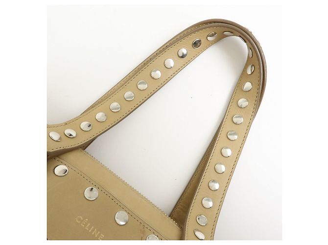 Céline Borsa a mano in pelle CELINE Bowling Bag Beige Studs - vista 6
