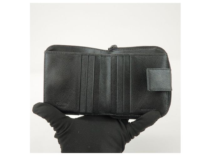 Portafoglio Bifold Rotondo in Pelle con Logo PRADA Nero 1ML522 - vista 20