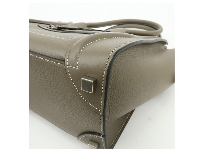 Céline CELINE Luggage Micro Shopper Leder Handtasche Tote Bag Gray - Ansicht 11
