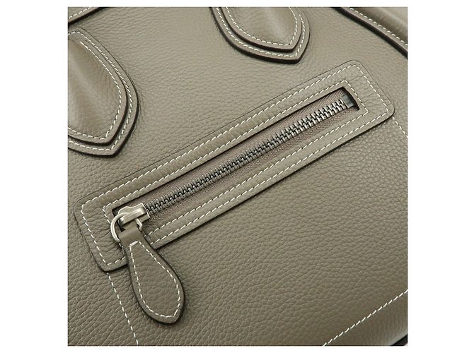 Céline CELINE Luggage Micro Shopper Leder Handtasche Tote Bag Gray - Ansicht 18