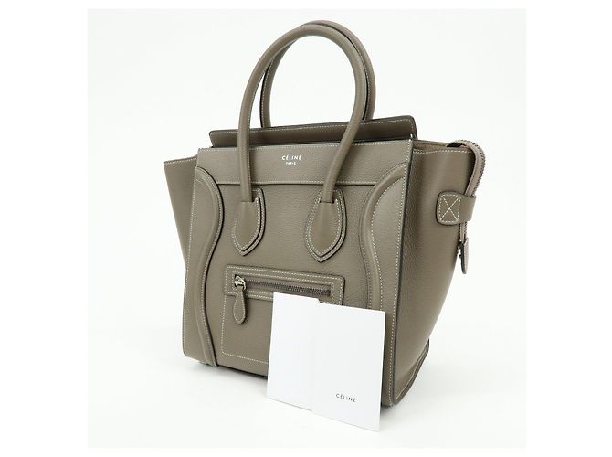 Céline CELINE Luggage Micro Shopper Leder Handtasche Tote Bag Gray - Ansicht 24