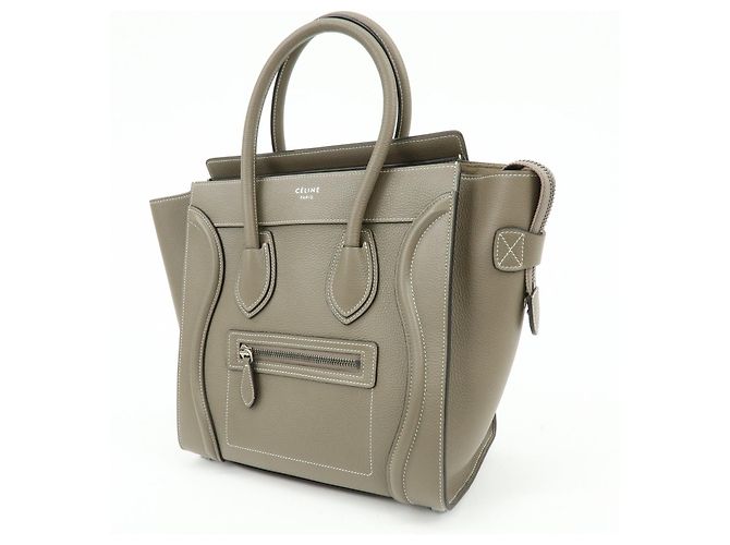 Céline CELINE Luggage Micro Shopper Leder Handtasche Tote Bag Gray - Ansicht 3