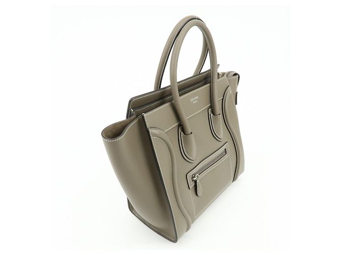 Céline CELINE Luggage Micro Shopper Leder Handtasche Tote Bag Gray - Ansicht 4