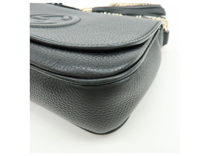 GUCCI SOHO Borsa a Tracolla e Spalla in Pelle di Vitello con Catena Nera 536224 - vista 10