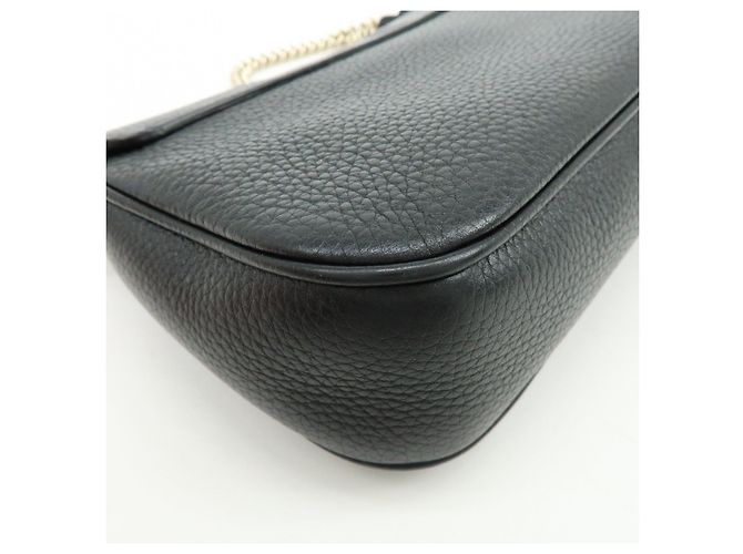 GUCCI SOHO Borsa a Tracolla e Spalla in Pelle di Vitello con Catena Nera 536224 - vista 11