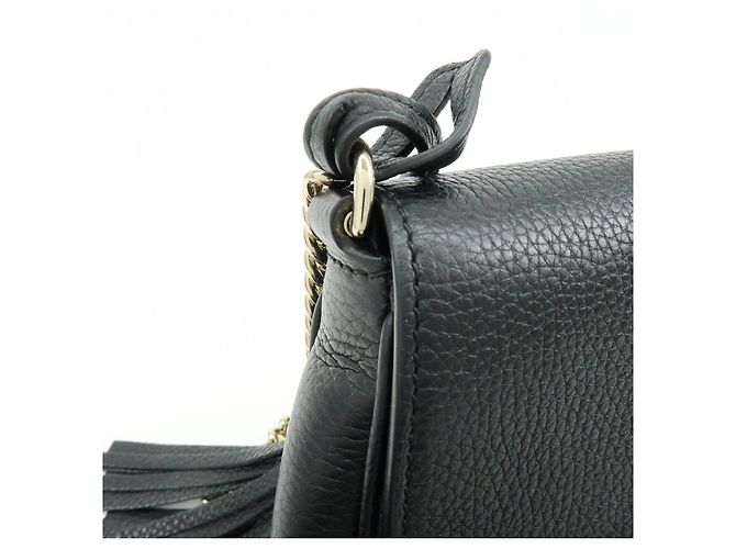 GUCCI SOHO Borsa a Tracolla e Spalla in Pelle di Vitello con Catena Nera 536224 - vista 12