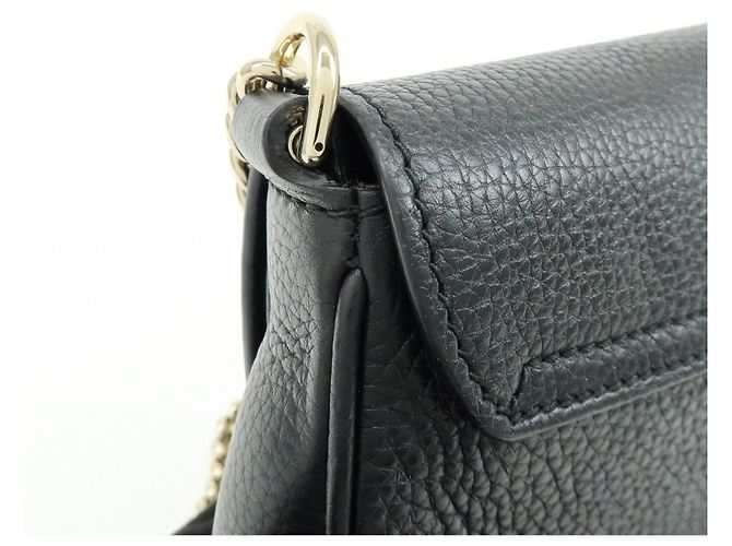 GUCCI SOHO Borsa a Tracolla e Spalla in Pelle di Vitello con Catena Nera 536224 - vista 14