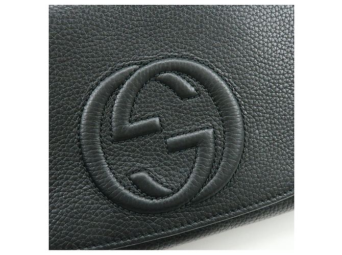 GUCCI SOHO Borsa a Tracolla e Spalla in Pelle di Vitello con Catena Nera 536224 - vista 16