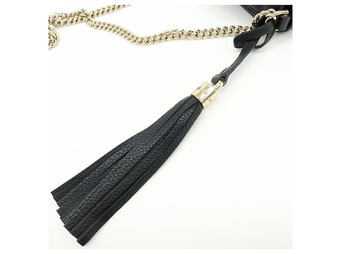 GUCCI SOHO Borsa a Tracolla e Spalla in Pelle di Vitello con Catena Nera 536224 - vista 17