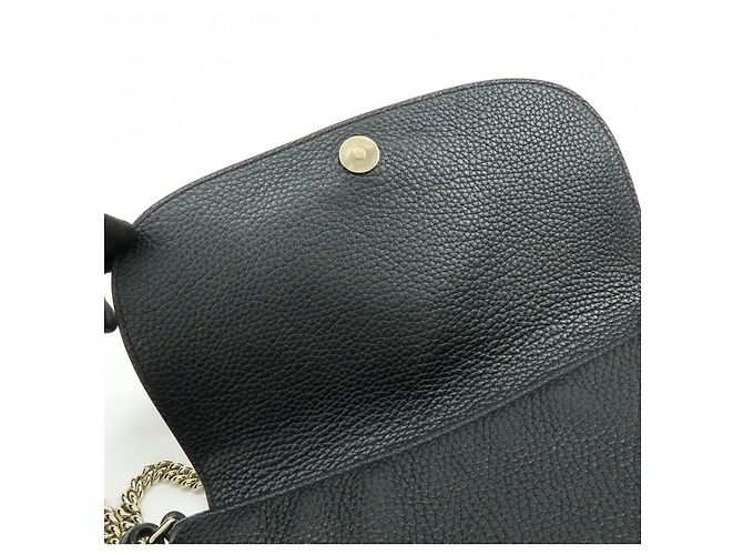 GUCCI SOHO Borsa a Tracolla e Spalla in Pelle di Vitello con Catena Nera 536224 - vista 18