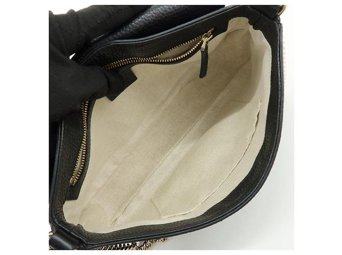 GUCCI SOHO Borsa a Tracolla e Spalla in Pelle di Vitello con Catena Nera 536224 - vista 19