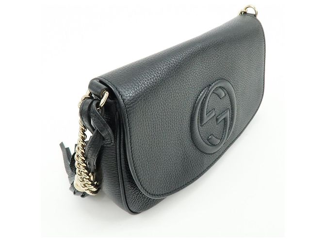 GUCCI SOHO Borsa a Tracolla e Spalla in Pelle di Vitello con Catena Nera 536224 - vista 4