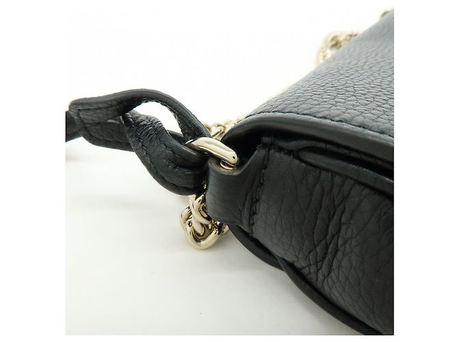 GUCCI SOHO Borsa a Tracolla e Spalla in Pelle di Vitello con Catena Nera 536224 - vista 7