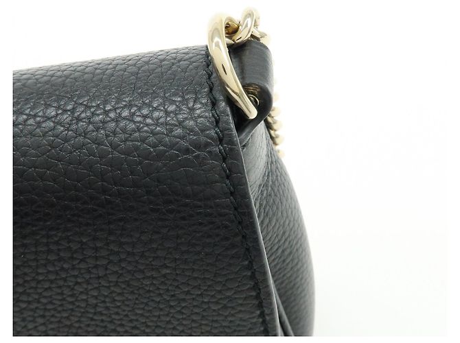 GUCCI SOHO Borsa a Tracolla e Spalla in Pelle di Vitello con Catena Nera 536224 - vista 8