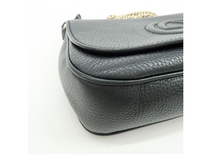GUCCI SOHO Borsa a Tracolla e Spalla in Pelle di Vitello con Catena Nera 536224 - vista 9