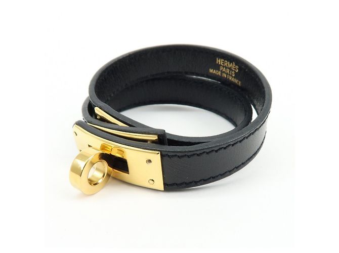 Hermès Bracciale HERMES Kelly Double Tour in pelle con marchio F Nero - vista 3