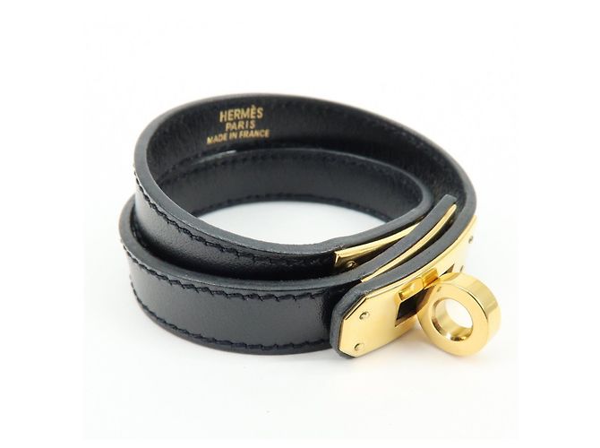 Hermès Bracciale HERMES Kelly Double Tour in pelle con marchio F Nero - vista 4