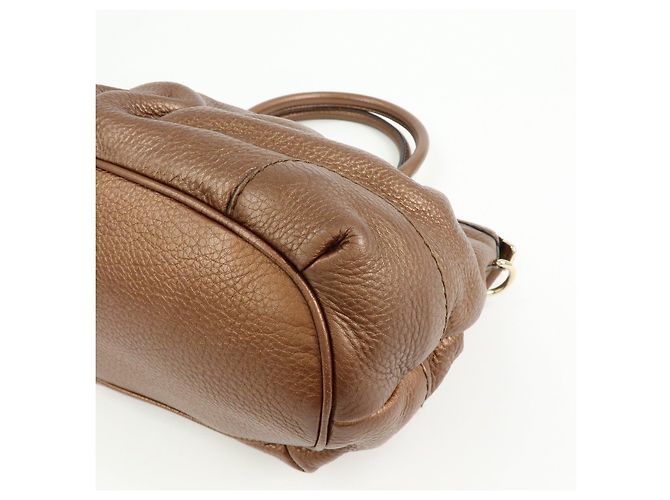 Autre Marque GUCCI Sukey Interlocking G Borsa a tracolla 2Way in pelle Bronze 247902 - vista 11