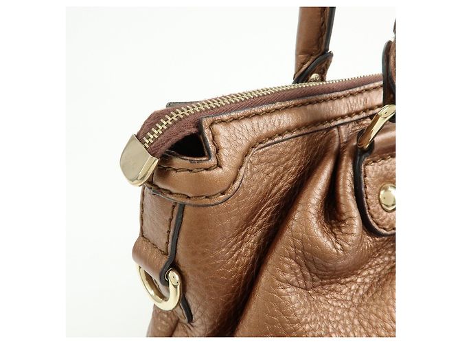 Autre Marque GUCCI Sukey Interlocking G Borsa a tracolla 2Way in pelle Bronze 247902 - vista 15