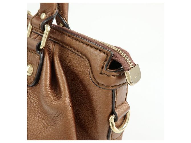 Autre Marque GUCCI Sukey Interlocking G Borsa a tracolla 2Way in pelle Bronze 247902 - vista 16