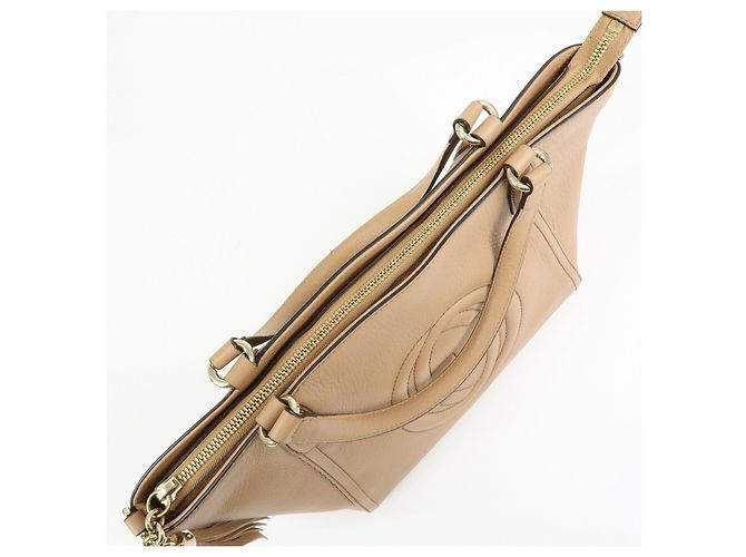 Borsa a mano 2Way in pelle GUCCI SOHO Interlocking G Beige 369176 - vista 17