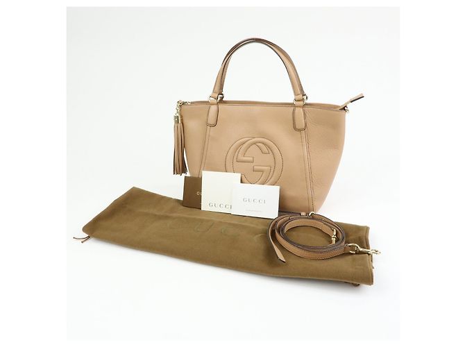 Borsa a mano 2Way in pelle GUCCI SOHO Interlocking G Beige 369176 - vista 24