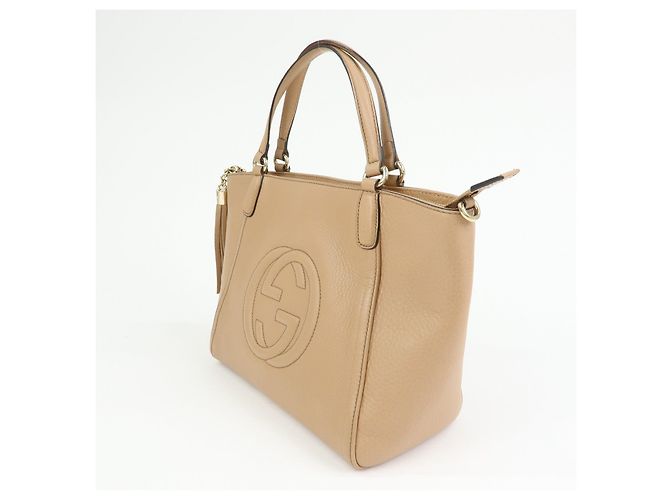 Borsa a mano 2Way in pelle GUCCI SOHO Interlocking G Beige 369176 - vista 3
