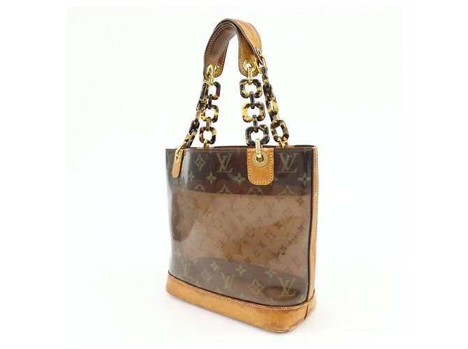 Borsa Tote Louis Vuitton Monogram Cabas Ambre PM Trasparente Marrone M92502 - vista 3