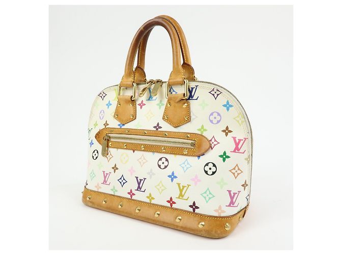 Borsa a mano Louis Vuitton Monogram Multicolor Alma PM Blanc M92647 - vista 3