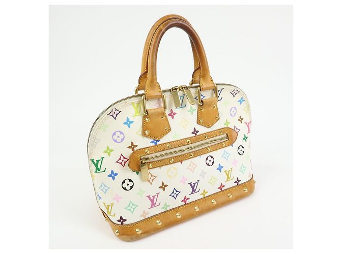 Borsa a mano Louis Vuitton Monogram Multicolor Alma PM Blanc M92647 - vista 4