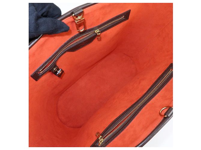 Borsa a mano Louis Vuitton Damier Canvas Leather Manosque GM N51120 - vista 18