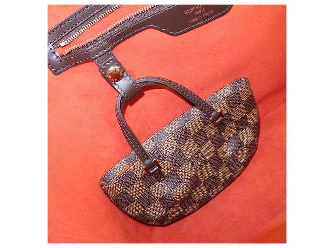Borsa a mano Louis Vuitton Damier Canvas Leather Manosque GM N51120 - vista 20