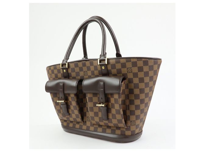 Borsa a mano Louis Vuitton Damier Canvas Leather Manosque GM N51120 - vista 3
