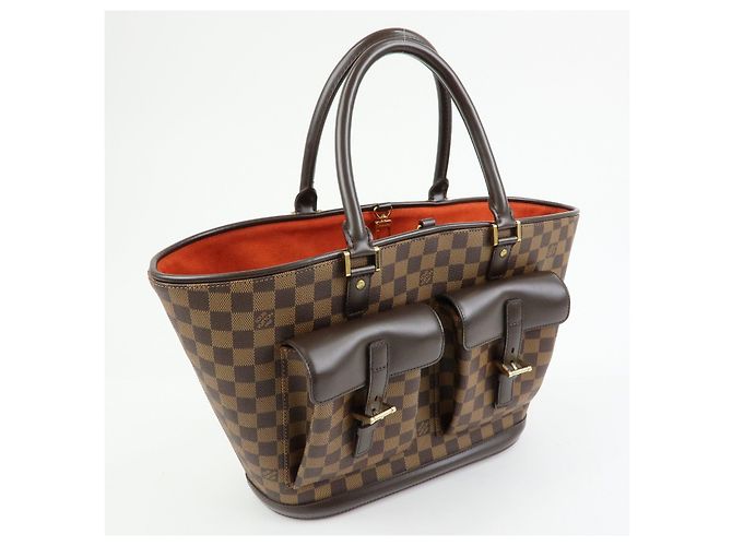 Borsa a mano Louis Vuitton Damier Canvas Leather Manosque GM N51120 - vista 4
