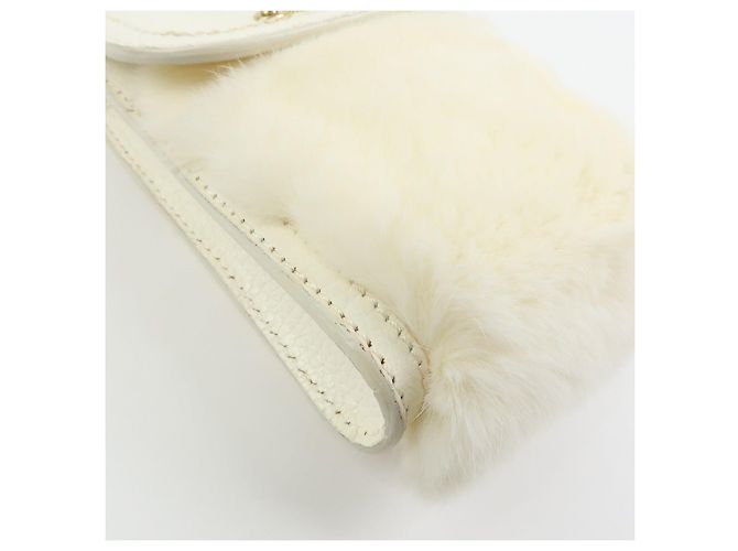 Céline Borsa a spalla e crossbody CELINE Triomphe in pelle e pelliccia di coniglio, Ivory - vista 11