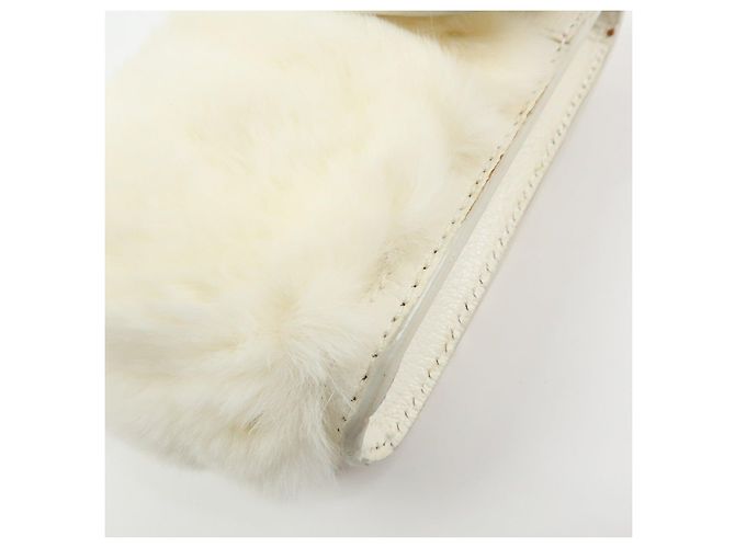 Céline Borsa a spalla e crossbody CELINE Triomphe in pelle e pelliccia di coniglio, Ivory - vista 12