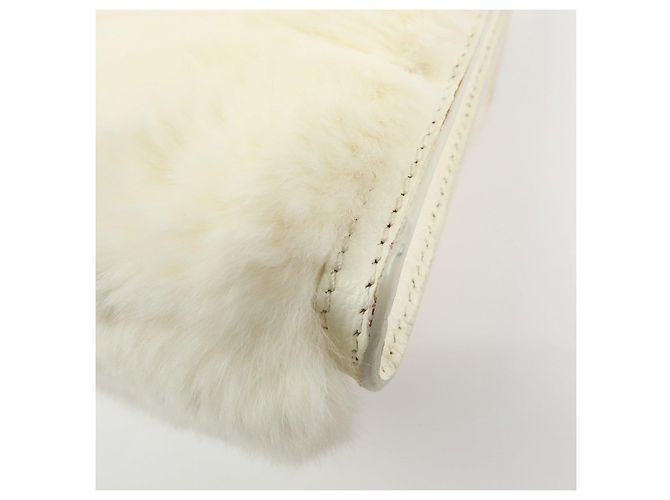 Céline Borsa a spalla e crossbody CELINE Triomphe in pelle e pelliccia di coniglio, Ivory - vista 13