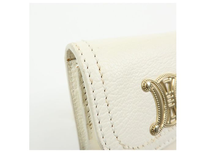 Céline Borsa a spalla e crossbody CELINE Triomphe in pelle e pelliccia di coniglio, Ivory - vista 14