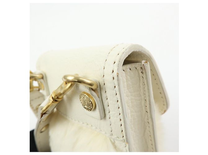 Céline Borsa a spalla e crossbody CELINE Triomphe in pelle e pelliccia di coniglio, Ivory - vista 15