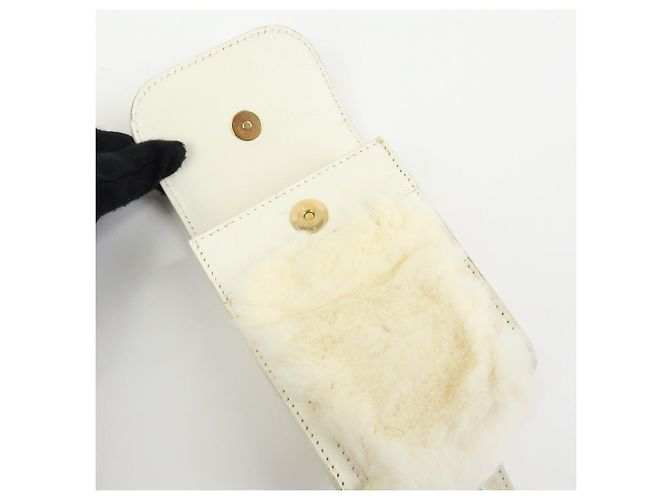 Céline Borsa a spalla e crossbody CELINE Triomphe in pelle e pelliccia di coniglio, Ivory - vista 18