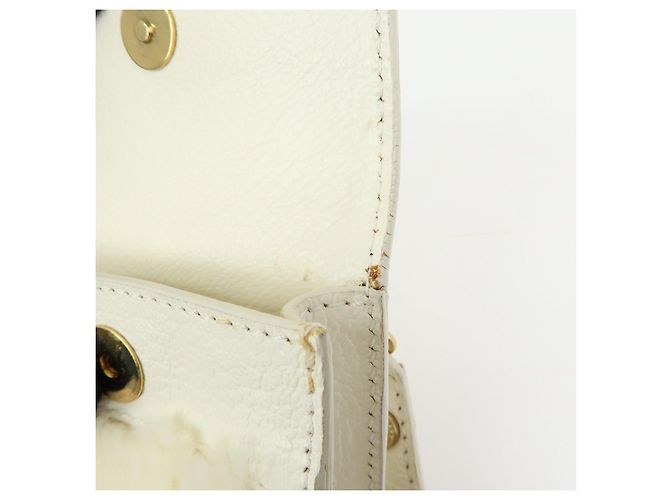 Céline Borsa a spalla e crossbody CELINE Triomphe in pelle e pelliccia di coniglio, Ivory - vista 19