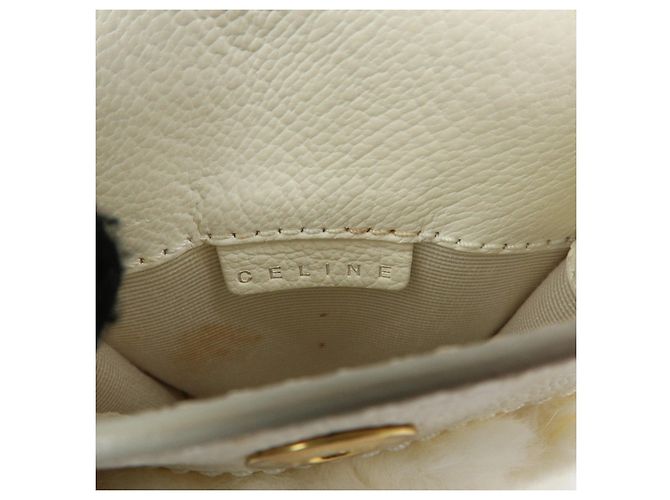 Céline Borsa a spalla e crossbody CELINE Triomphe in pelle e pelliccia di coniglio, Ivory - vista 23