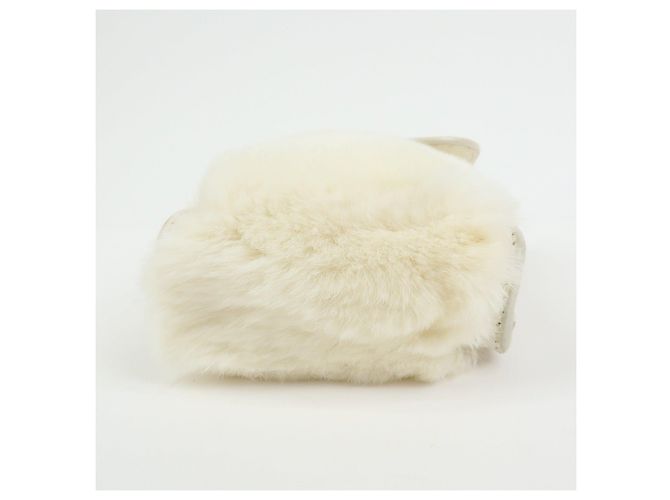 Céline Borsa a spalla e crossbody CELINE Triomphe in pelle e pelliccia di coniglio, Ivory - vista 5