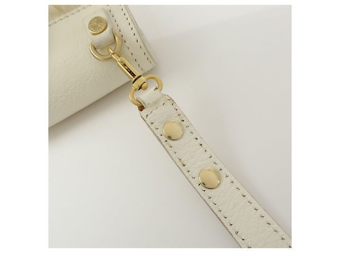 Céline Borsa a spalla e crossbody CELINE Triomphe in pelle e pelliccia di coniglio, Ivory - vista 8