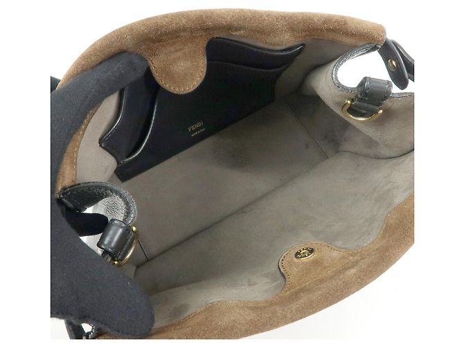 FENDI Borsa 2Way Flip in pelle e camoscio Borsa a mano e a tracolla Nera 8BT302 - vista 18