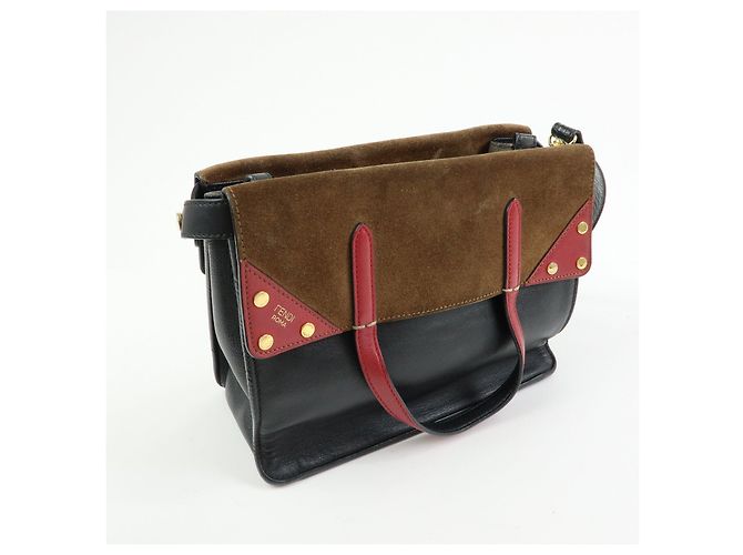 FENDI Borsa 2Way Flip in pelle e camoscio Borsa a mano e a tracolla Nera 8BT302 - vista 4